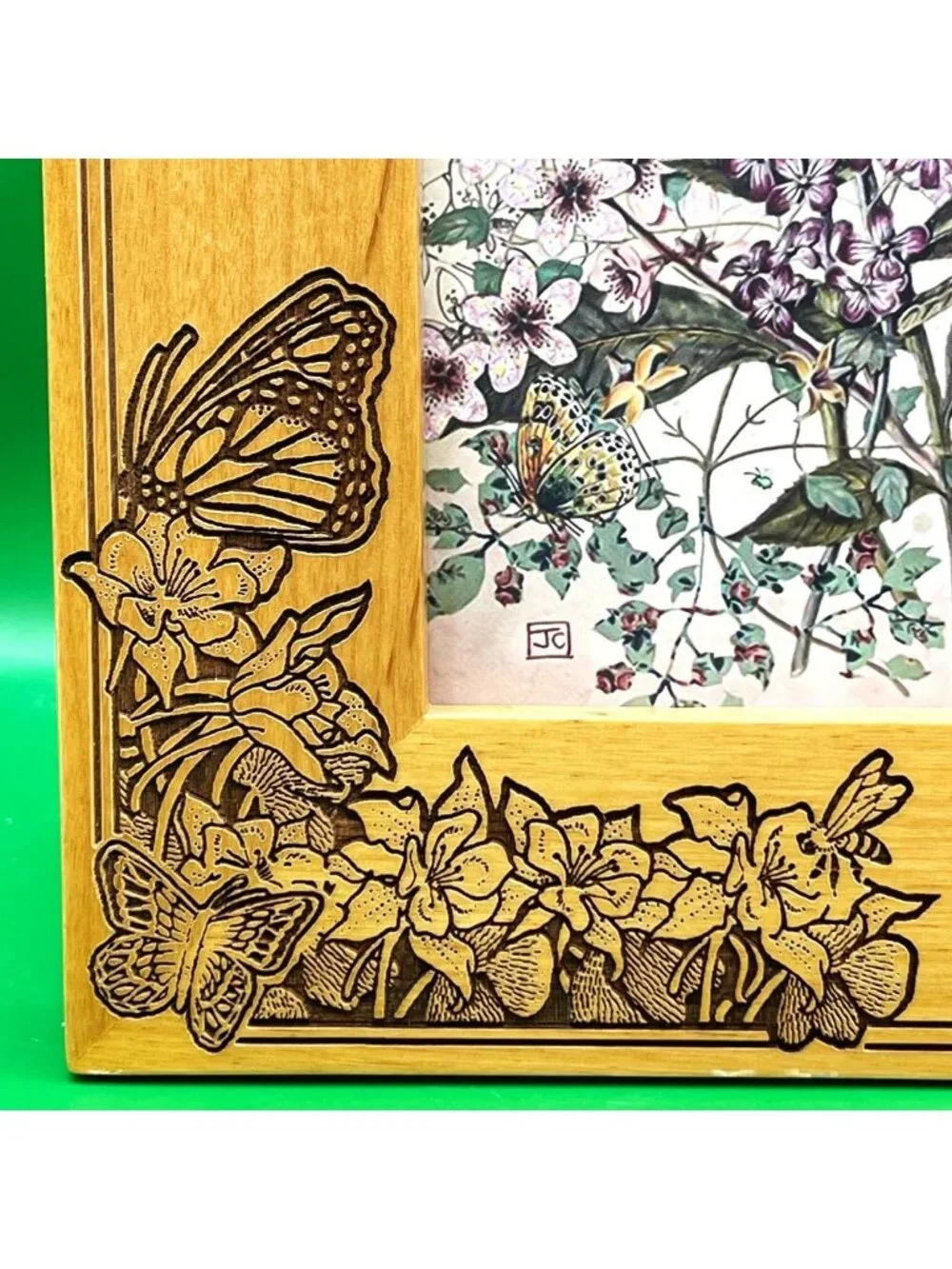 Harmony Creek Picture Frame Wood Engraved Butterflies Floral Christian 4x6 Photo